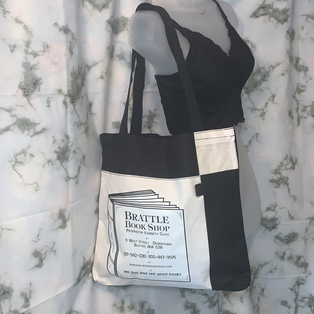 🎒 BN Brattle Book Shop Boston, Mass Black & White Tote Bag